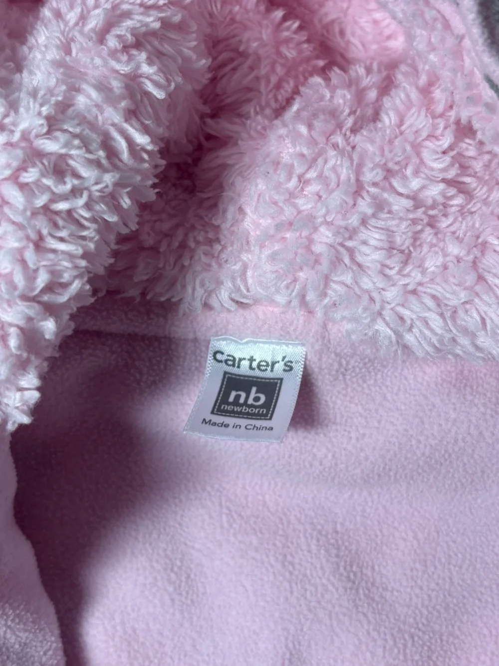 Carter’s Baby Girl Newborn Pink Gray Floral Fleece Hooded Bunting Snowsuit
